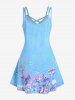Plus Size 3D Butterfly Jeans Printed Crisscross Sleeveless A Line Casual Dress -  