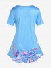 T-shirt à Imprimé 3D Papillon de Grande Taille à Manches Courtes - Bleu 5x | US 30-32