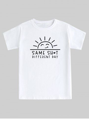 Camiseta Unisex con Estampado de Letras de Sol - WHITE - 6XL