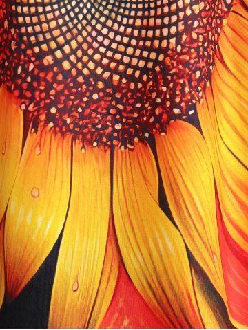 Sunflower Print Tee and High Waist Capri Leggings Plus Size Summer Outfit