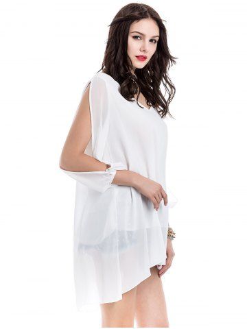 Plus Size Slit Sleeve Layered Sheer Mesh Blouse