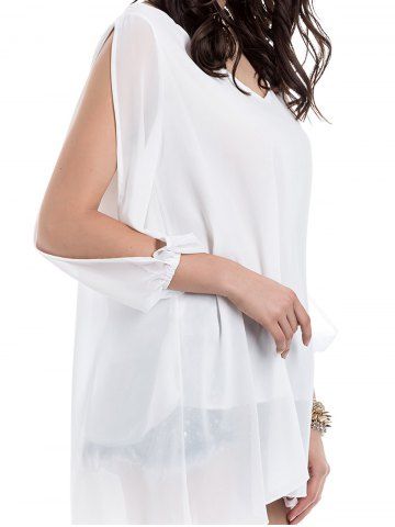 Plus Size Slit Sleeve Layered Sheer Mesh Blouse