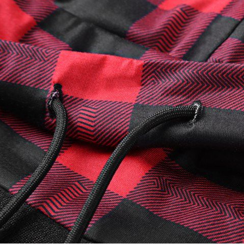 Plus Size Plaid Cowl Neck Long Sleeves Mini Sweatshirt Dress with Buttons