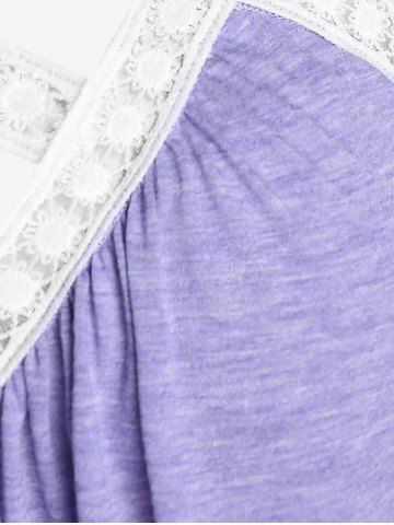 Plus Size Lace Crochet Trim Cutout Crisscross Tank Top