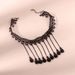 Gothic Fringed Chains Lace Pendant Choker Necklace -  