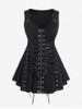 Lace Up Grommets Full Zipper Gothic Tank Top -  