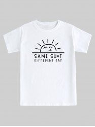T-shirt Unisexe Graphique à Imprimé Lettre Soleil - Blanc 5XL