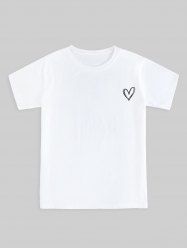 T-shirt de Base Unisexe à Imprimé Cœur de Grande Taille - Blanc M
