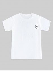 Plus Size Heart Print Unisex Basic Tee -  
