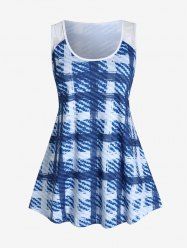 Plus Size Lace Panel Plaid Tank Top -  