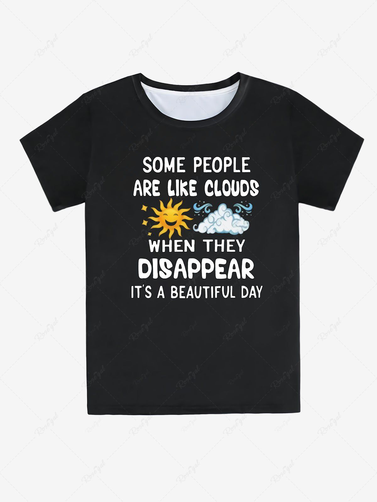 Sale Unisex Sun Cloud and Letter Print Graphic Tee  