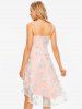 Spaghetti Strap Flower Embroidered High Low Mesh Dress -  