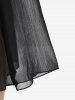 Plus Size Semi Sheer Mesh Overlay Capri Wide Leg Pants -  