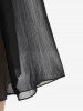 Pantalon Corsaire à Superposition en Maille Semi-transparent Grande Taille - Noir 