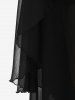 Pantalon Corsaire à Superposition en Maille Semi-transparent Grande Taille - Noir S | US 8