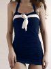 Plus Size Bowknot Backless Halter High Waist Swim Dress -  