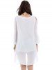 Blouse en Maille Transparente à Manches Fendues Grande Taille - Blanc 3X | US 22-24