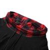 Mini Robe de Sweat-shirt à Carreaux Manches Longues Grande Taille à Col Bénitier avec Boutons - Noir L | US 12