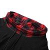 Mini Robe de Sweat-shirt à Carreaux Manches Longues Grande Taille à Col Bénitier avec Boutons - Noir M | US 10