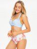 Flower Print Moulded Halter High Rise Bikini Swimwear Set -  