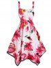Flower Print Asymmetrical Sundress -  