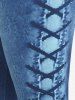 Legging Corsaire Moulant à Imprimé 3D Jean à Taille Haute de Grande Taille - Bleu profond 2X | US 18-20