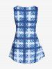 Plus Size Lace Panel Plaid Tank Top -  