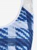 Plus Size Lace Panel Plaid Tank Top -  