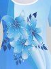 T-shirt à Imprimé Floral Ombre de Grande Taille - Bleu clair 