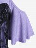 T-Shirt à Épaules Dénudées avec Empiècements en Dentelle Grande-Taille - Violet clair 4X | US 26-28