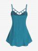 Plus Size Two Tone Lace Panel Strappy Textured Tunic Top -  