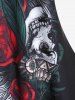 T-shirt Gothique en Blocs de Couleurs à Imprimé Rose et Crâne - Noir 2X | US 18-20