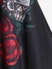 Rose Skulls Printed Colorblock Gothic Tee -  