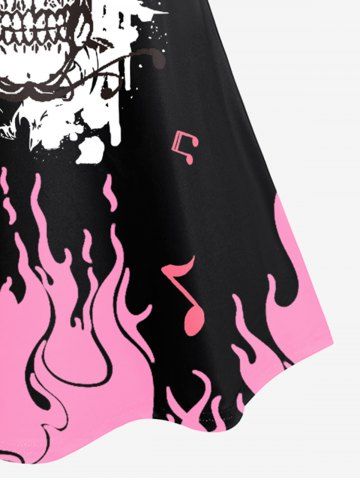 Plus Size Skull Fire Print Gothic Tank Top (Adjustable Straps)