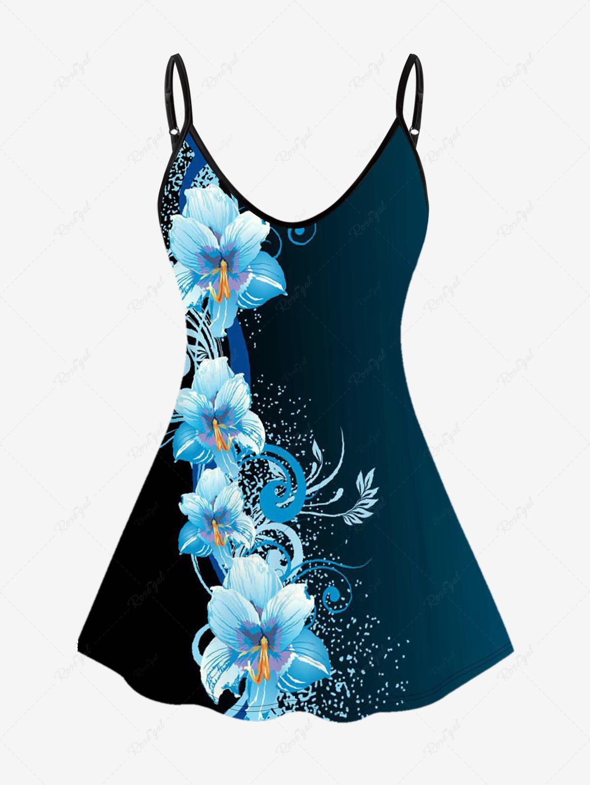 New Plus Size Floral Printed Cami Tank Top  
