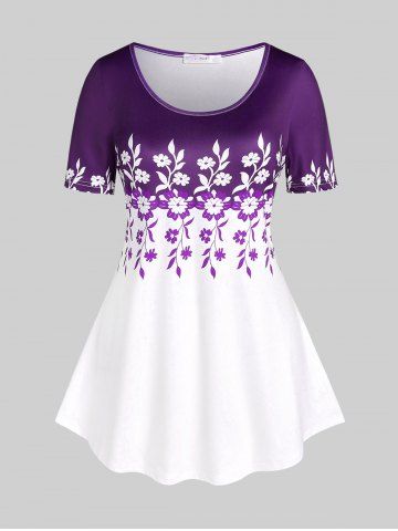 Camiseta Estampado Floral Color Bloque - CONCORD - 2X | US 18-20