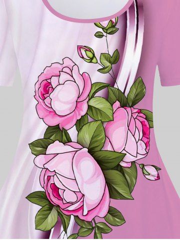 Plus Size Colorblock Floral Print Tee