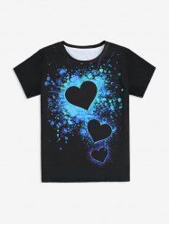 Unisex Paint Splatter Heart Printed Short Sleeves Tee -  