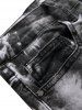 Tie-dye Pattern Cuffed Stretch Jeans -  