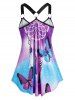 Plus Size Dreamcatcher Butterfly Print O Ring Tank Top -  