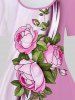 Plus Size Colorblock Floral Print Tee -  