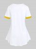 Plus Size Casual Sunflower Print Tee -  