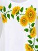 Plus Size Casual Sunflower Print Tee -  