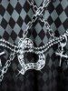 Plus Size 3D Checkerboard Chains Printed Tank Top -  