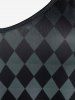 Plus Size 3D Checkerboard Chains Printed Tank Top -  