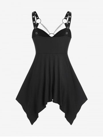 Chains Handkerchief Top and Lace Trim Leggings Gothic Plus Size Summer Outfit