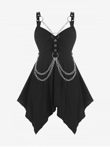 Chains Handkerchief Top and Lace Trim Leggings Gothic Plus Size Summer Outfit