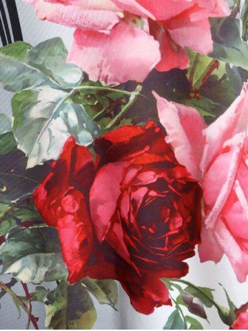 Plus Size Colorblock Rose Print T-shirt