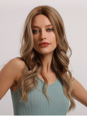 Brown Gradient Color Fluffy Wavy Synthetic Wig - DARK GOLDENROD