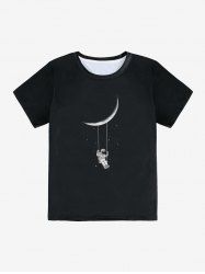 Cartoon Spaceman Printed Unisex Short Sleeves T Shirt -  